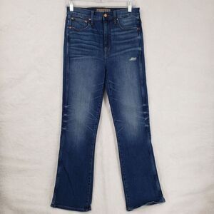 J Crew Point Sur Jeans Womens 27T Blue High Rise Flare Leg Distressed Denim